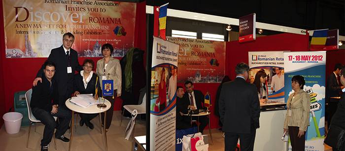 Stand Romanian Franchise Association — Discover Romania la o expoziție internațională de franciză, Franța, 2012