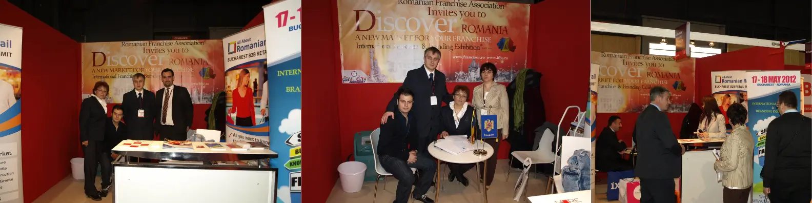 Standul Asociației Române de Franciză la Franchise Expo Paris 2011, promovând România și evenimentele IFBE.