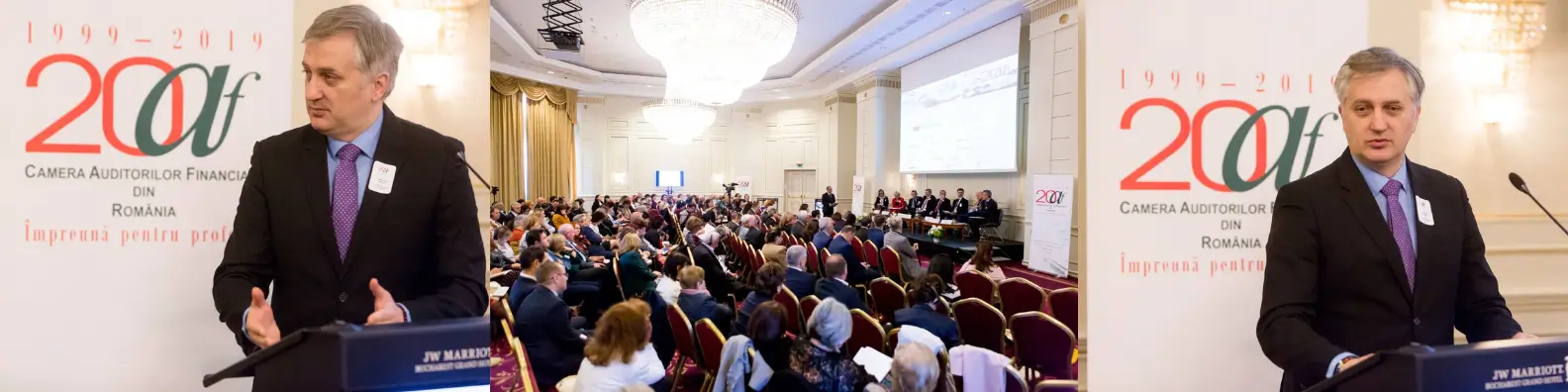 Reprezentantul Asociației Române de Franciză susține o prezentare la conferința aniversară a Camerei Auditorilor Financiari din România, 2019.